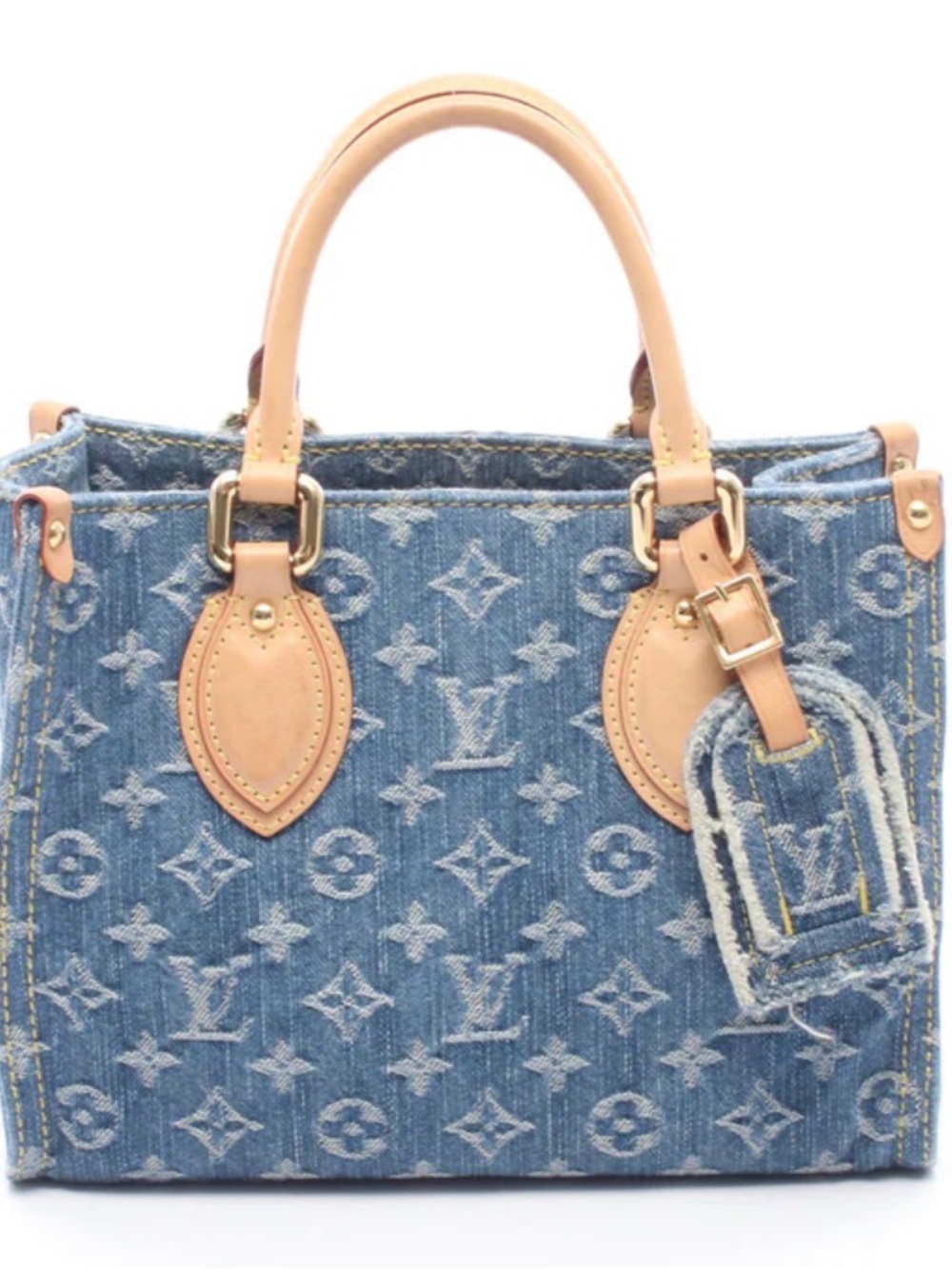 Louis Vuitton Denim Monogram Satchel with Natural Leather Trim